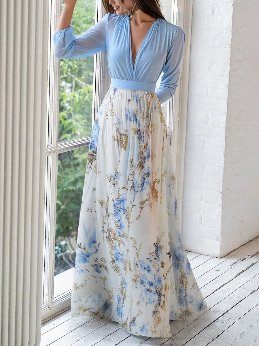 EB | Glänzendes Floral Print Maxikleid