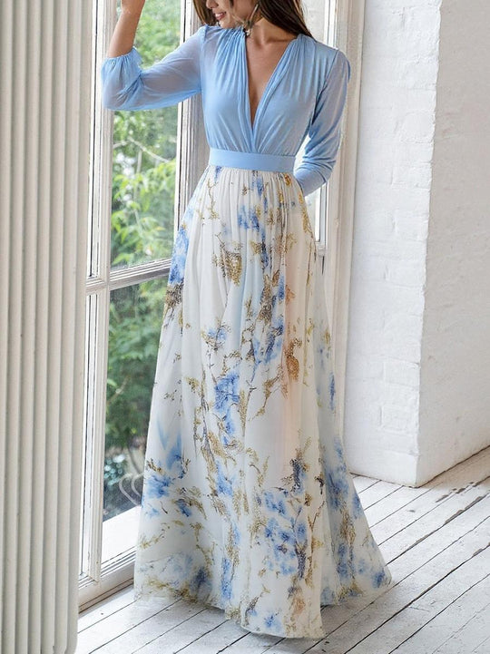EB | Glänzendes Floral Print Maxikleid
