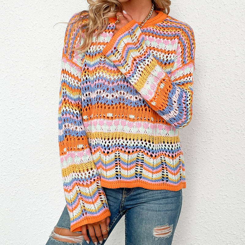 EB | Gestreifter Strickpullover Mit Feinem Design