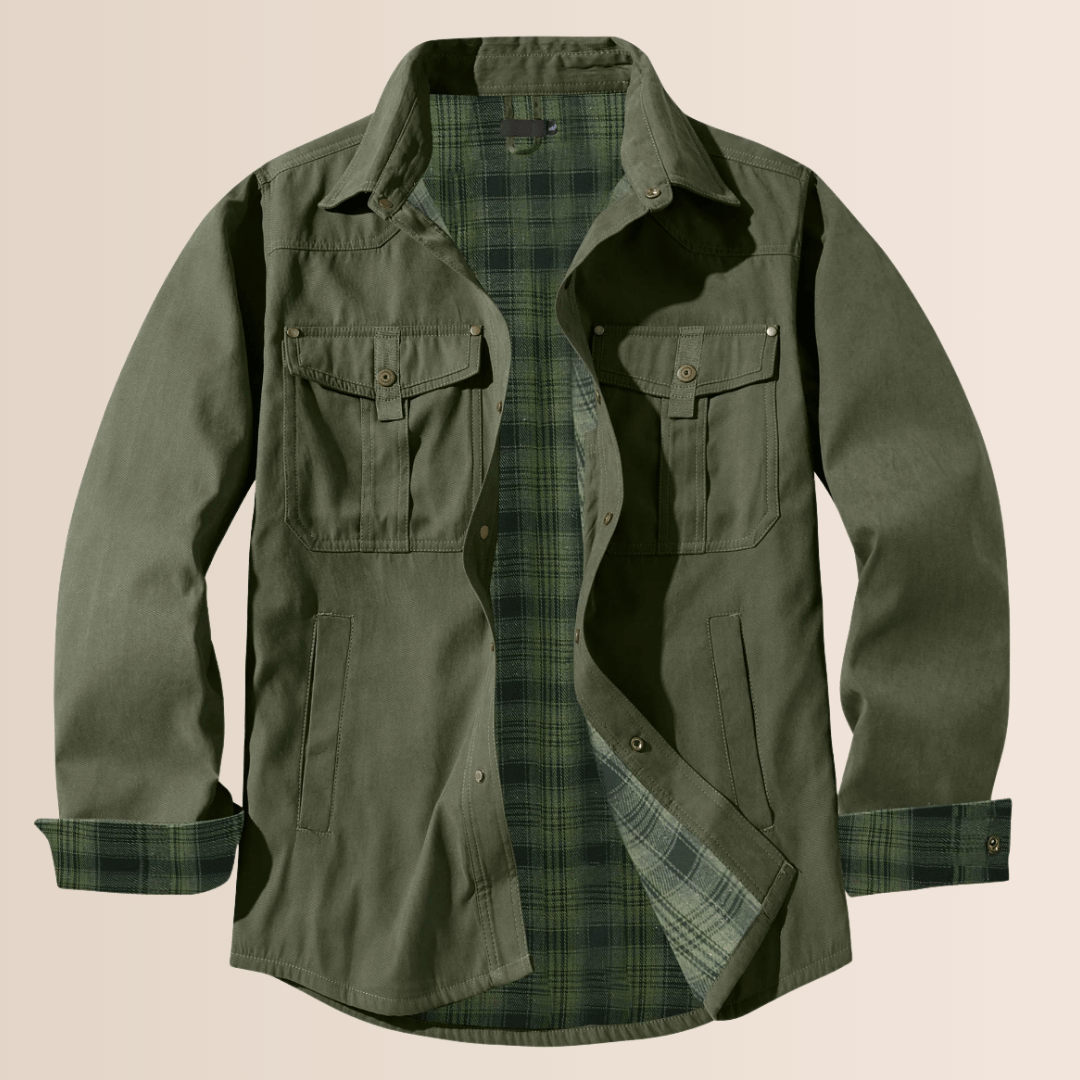 EB | Vintage Flanell-Karierter Herrenmantel