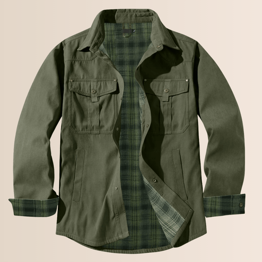 EB | Vintage Flanell-Karierter Herrenmantel