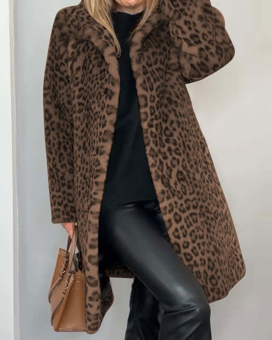 EB | Leoparden Lange Weiche Jacke