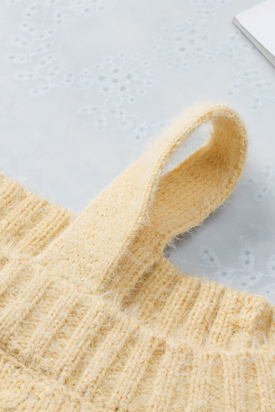 EB | Aprikosenfarbener asymmetrischer Ausschnitt Pullover mit kalten Schultern und Wimpern