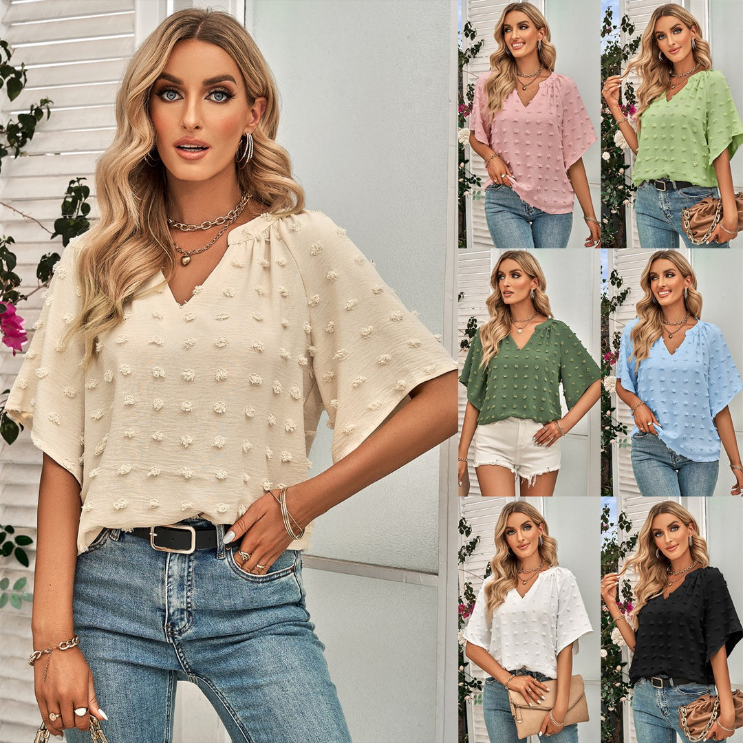 EB | Damen V-Ausschnitt einfarbig Haarball Top Damen
