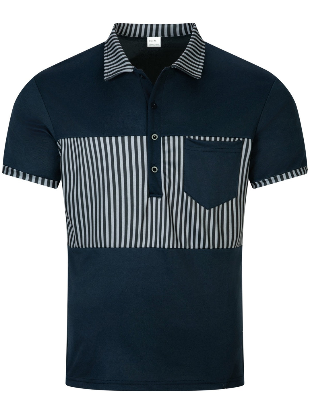 EB | Tasche Knopf Revers gestreiftes Farbschema T-Shirt