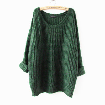 Damen Grobstrickpullover mit offener Silhouette und weitem Rundhalsausschnitt EB