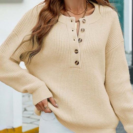 EB | Einfarbiger Strickpullover Mit Feinem Strick