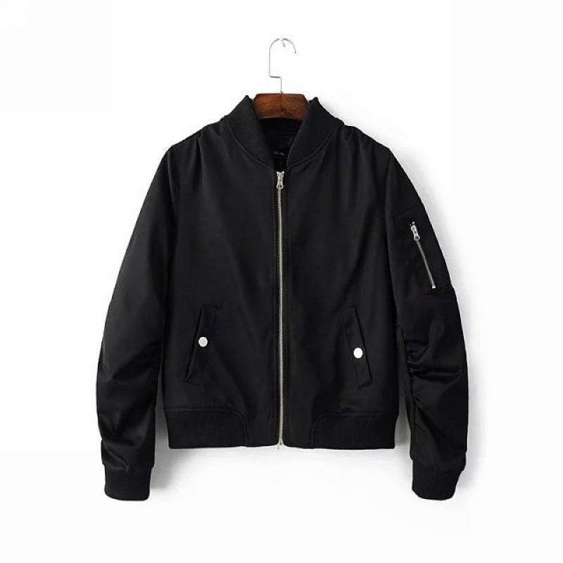 Damen lässige Bomberjacke mit Reißverschluss und praktischen Taschen EB