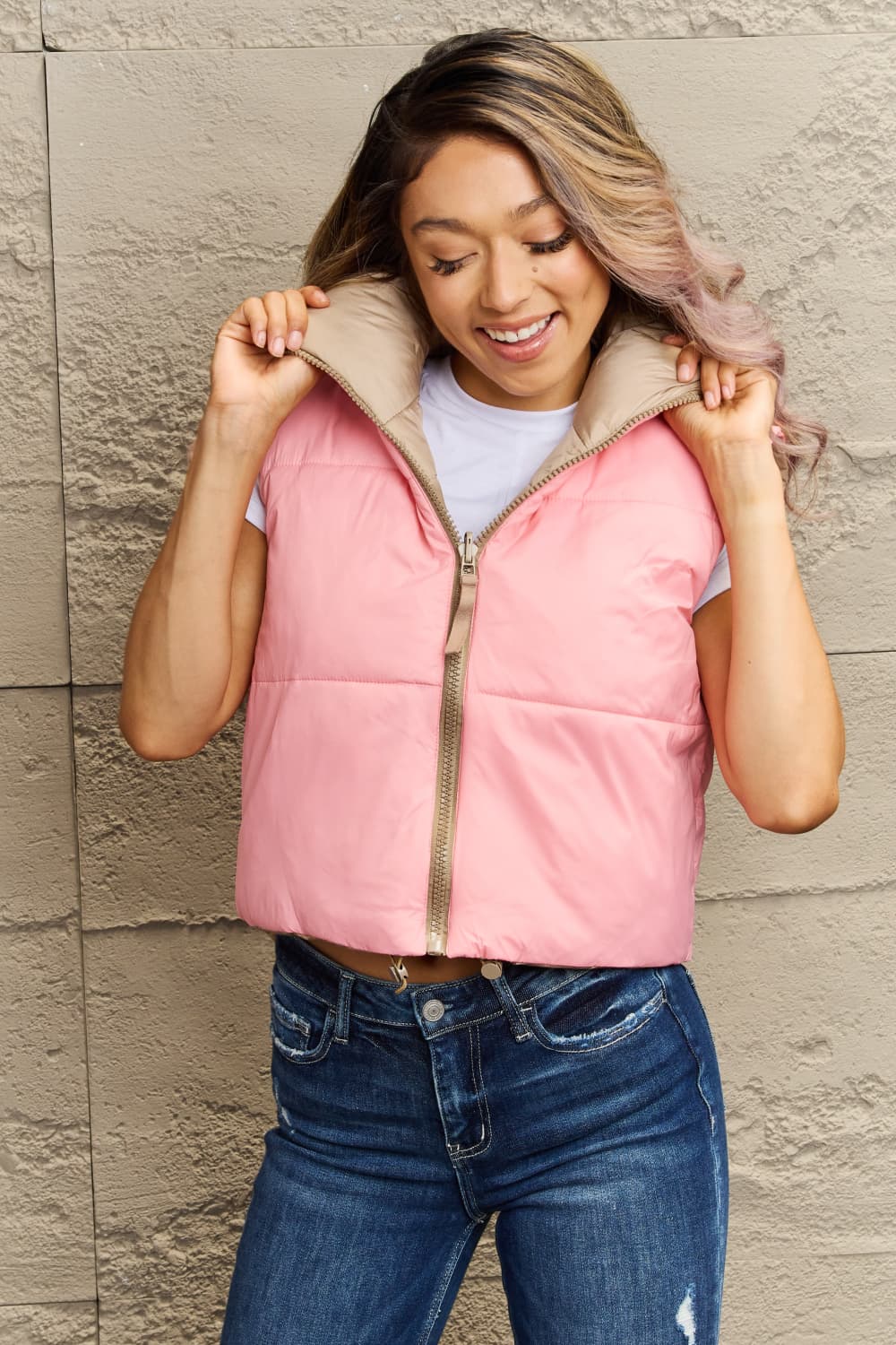EB | Zip-Up Drawstring Puffer Weste