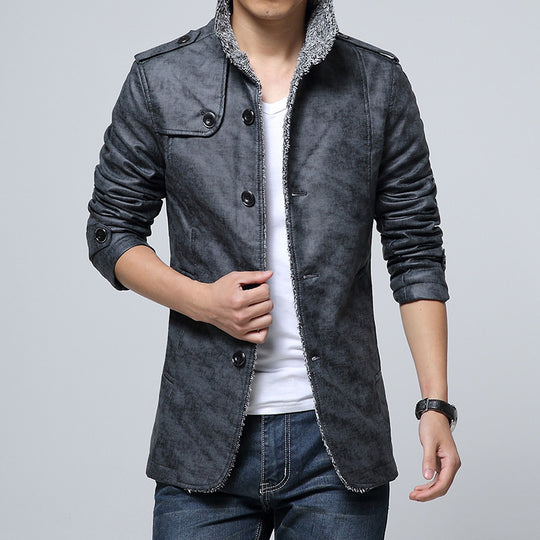 Herren modische Kunstlederjacke mit weichem Innenfutter EB