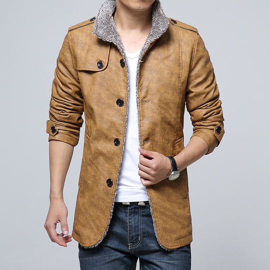 Herren modische Kunstlederjacke mit weichem Innenfutter EB