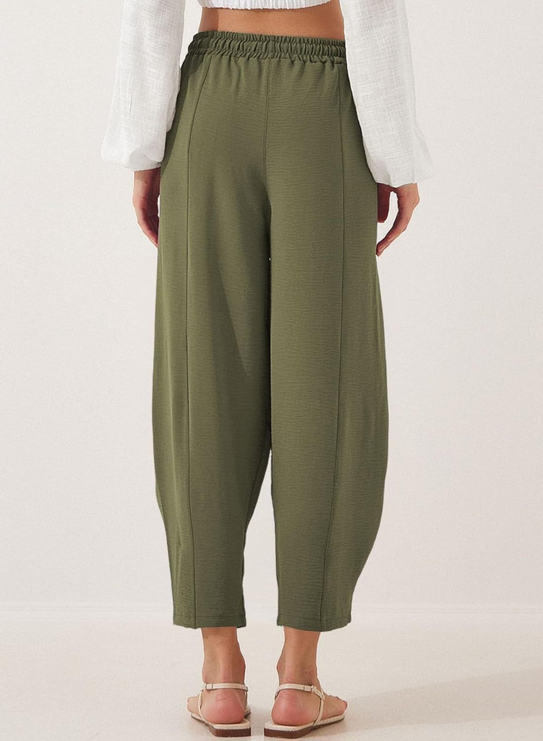 EB | Locker lässige Neun-Punkt-Hose mit Kordelzug und elastischer Taille