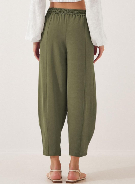 EB | Locker lässige Neun-Punkt-Hose mit Kordelzug und elastischer Taille