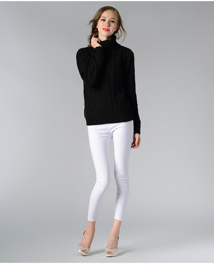 EB | Damen Rollkragenpullover mit langen Ärmeln und Kabelstrick