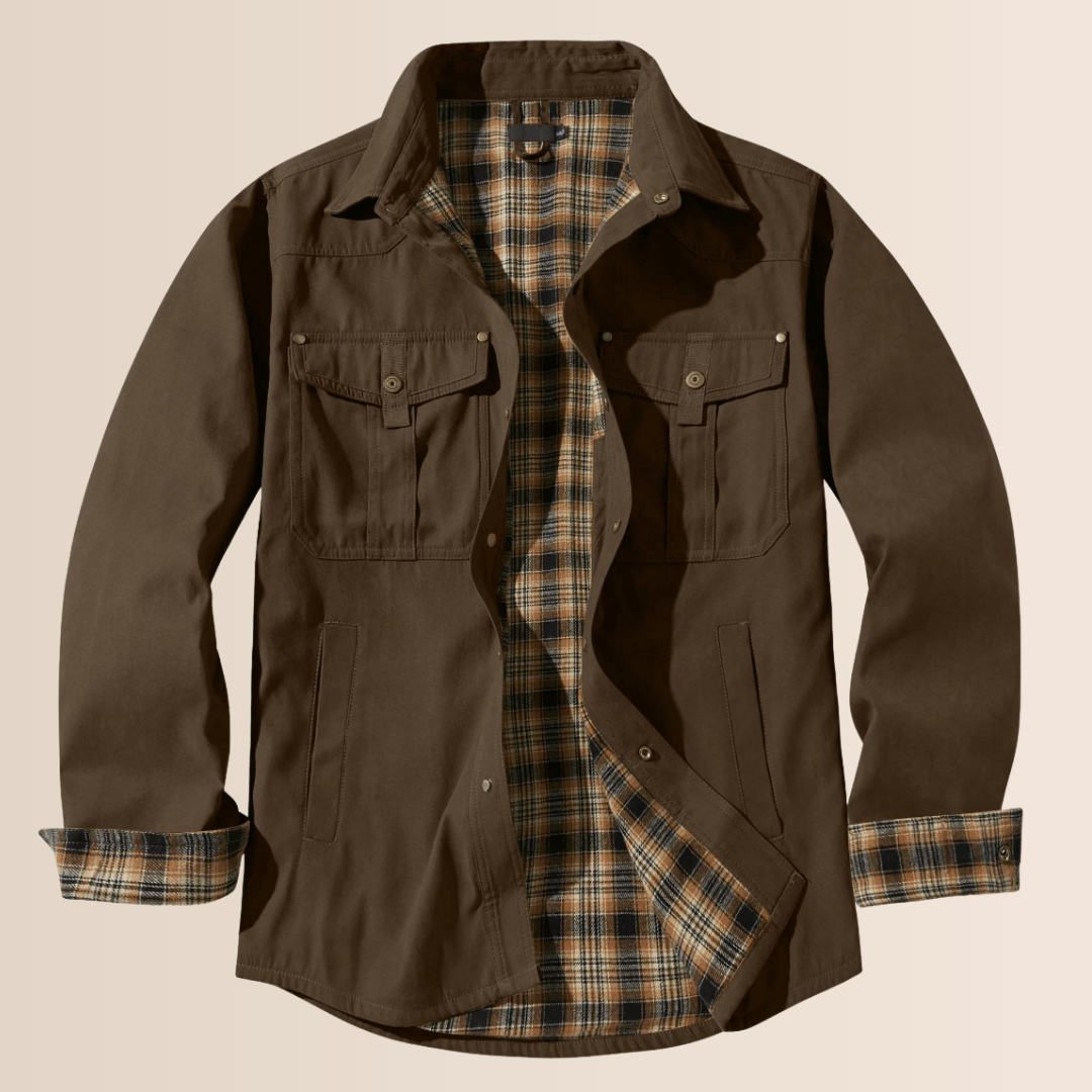 EB | Vintage Flanell-Karierter Herrenmantel
