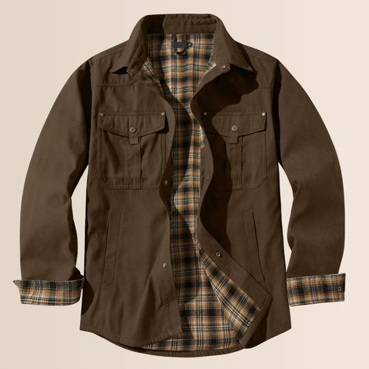EB | Vintage Flanell-Karierter Herrenmantel