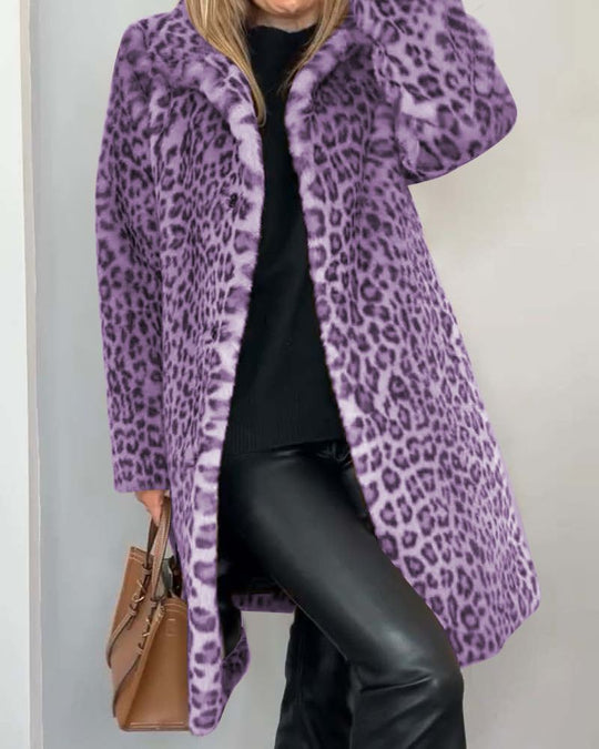EB | Leoparden Lange Weiche Jacke