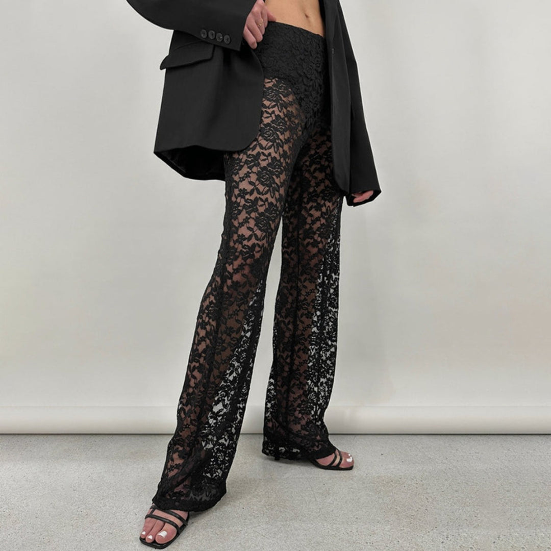EB | Spitze Perspektive hohe Taille Spleißen lange gerade Hose