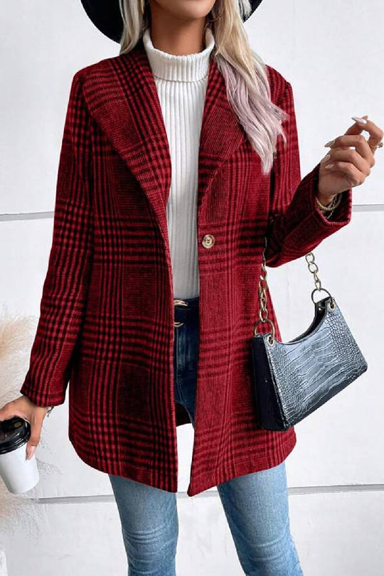 EB | Kollektion Karierter Kragen Langarmjacke