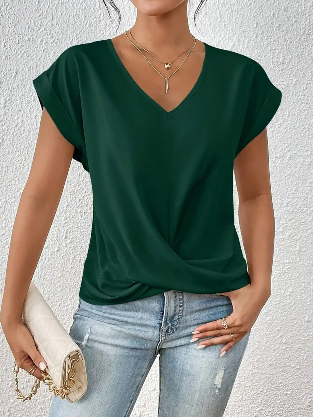 EB | Einfarbiges T-Shirt mit V-Ausschnitt