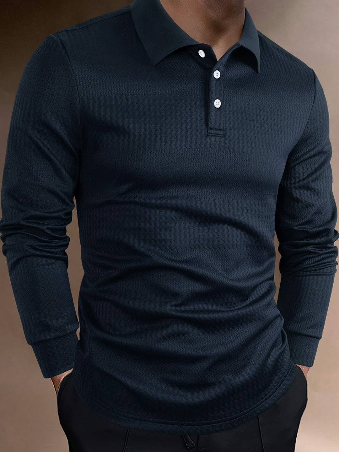 EB | Elegante Langärmelige Polo Texturiertes Design Stilvoll und Komfortabel