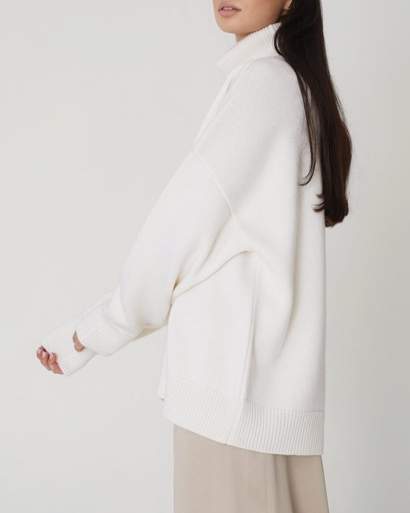 EB | Eleganter Oversized Damen Rollkragenpullover Aus Baumwolle