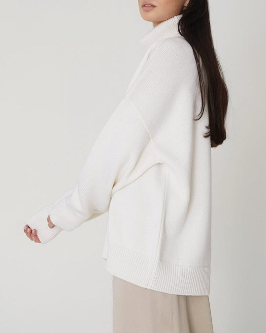 EB | Eleganter Oversized Damen Rollkragenpullover Aus Baumwolle