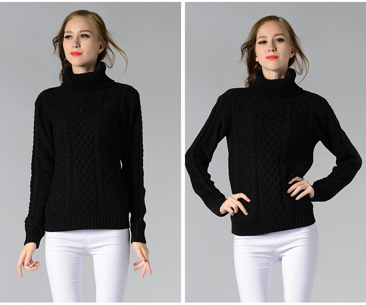 EB | Damen Rollkragenpullover mit langen Ärmeln und Kabelstrick