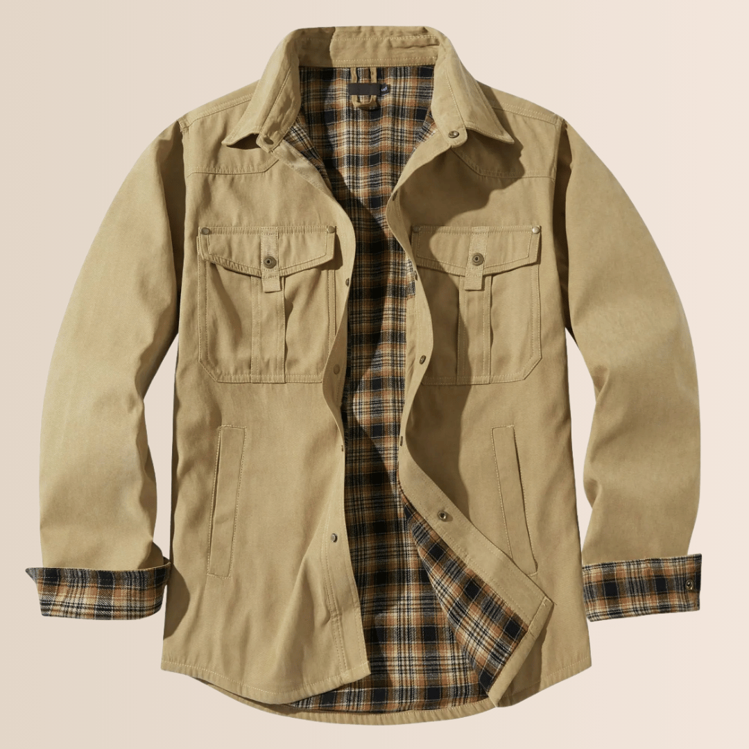EB | Vintage Flanell-Karierter Herrenmantel
