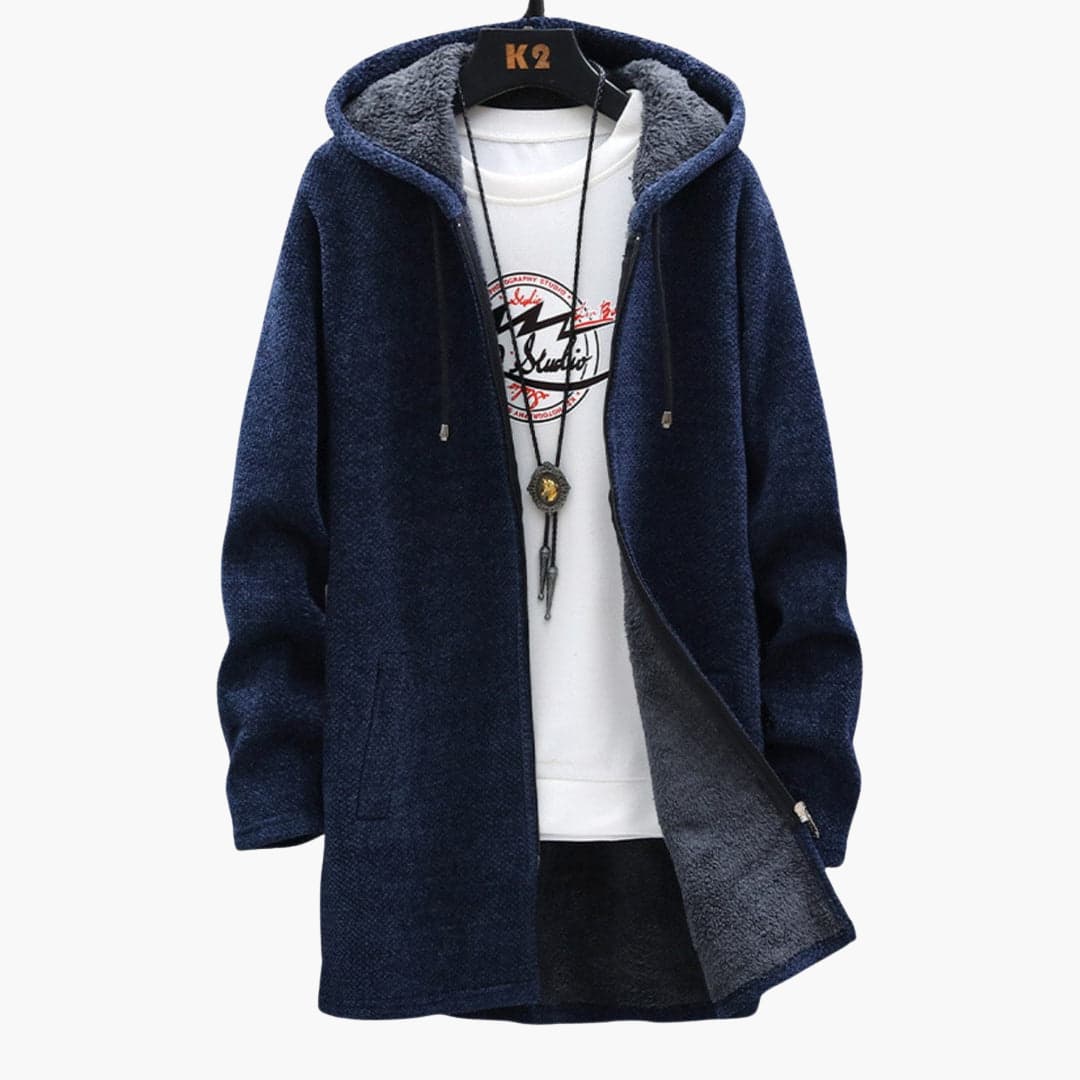 EB | Lange Kapuzenjacke Weiches Fleecefutter Bequemer Stil