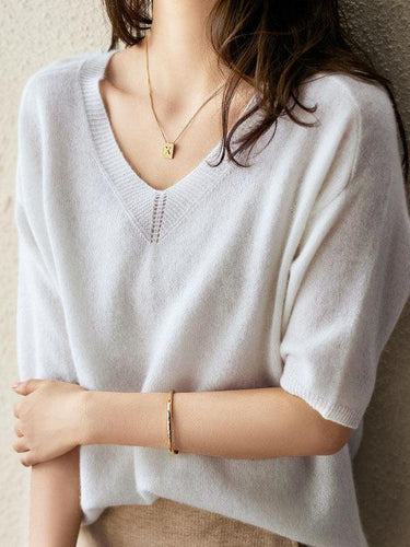 EB | weicher Cashmere-Pullover mit V-Ausschnitt für Damen