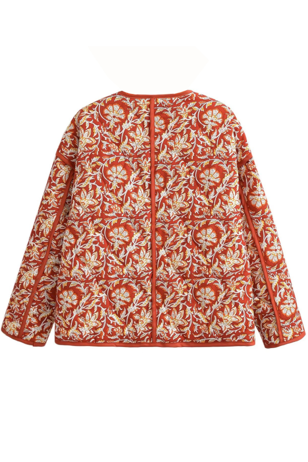 EB | Hals Floral Print Lockere Gequiltete Baumwolljacke