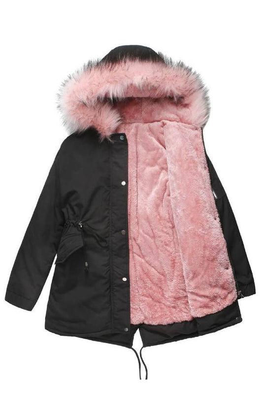 EB | Winter warmer Fleece-Mantel mit Baumwoll-Steppjacke