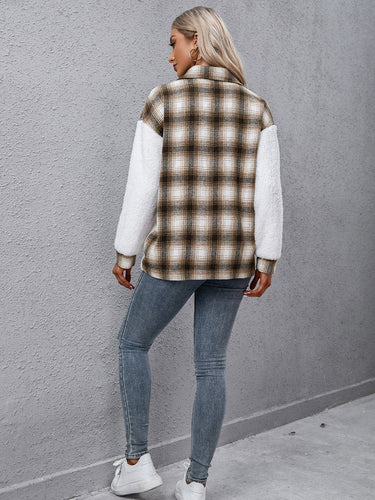 EB | Karierte Kragenknopf Jacke