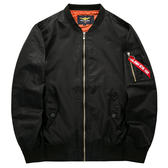 Men's  streamlined commuter bomber jacket with water-resistant nylon shell and sleeve pen pocket EB