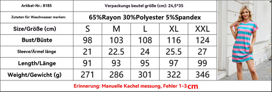 EB | Gestreiftes Kleid mit Rundhalsausschnitt und kurzen Ärmeln