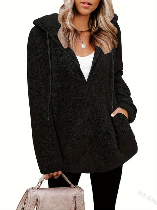 EB | Leichtgewicht Teddyjacke mit Kapuze Polyester Warm und Bequem