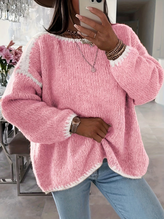 EB | Lockere Strickpullover Weich und Gemütlich Einzigartige Häkel-details