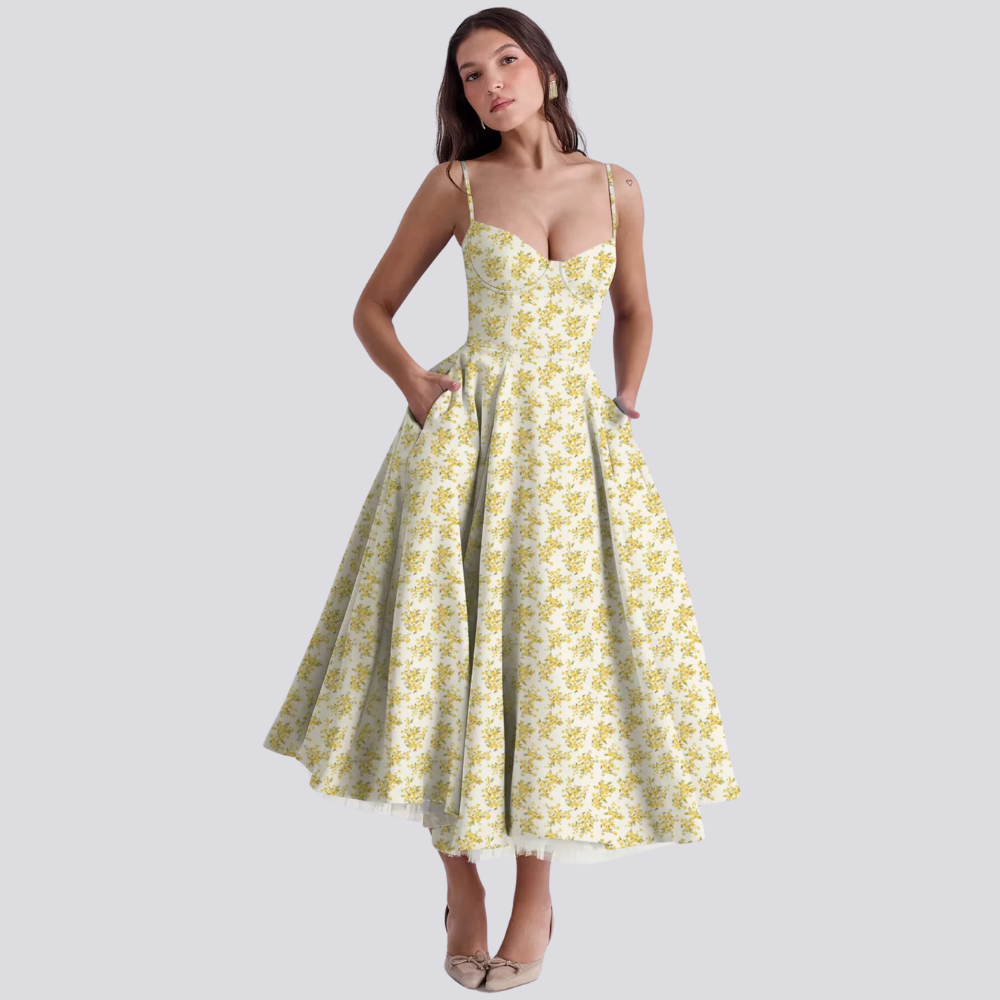 EB | Midi-Kleid mit Blumenkorsett für Damen