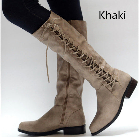 Elegante Hohe Damenstiefel mit Schnürdetails EB