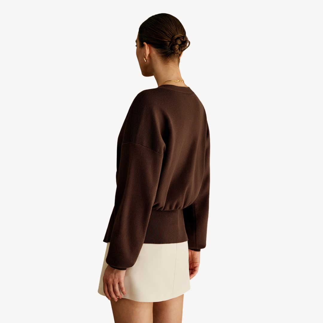 EB | Damen Strick V-Ausschnitt Cardigan Pullover