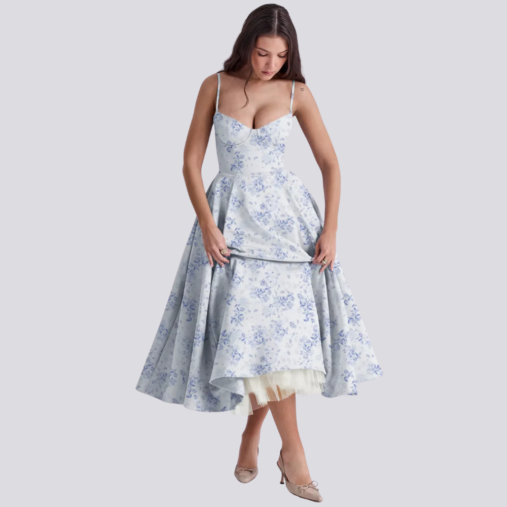 EB | Midi-Kleid mit Blumenkorsett für Damen
