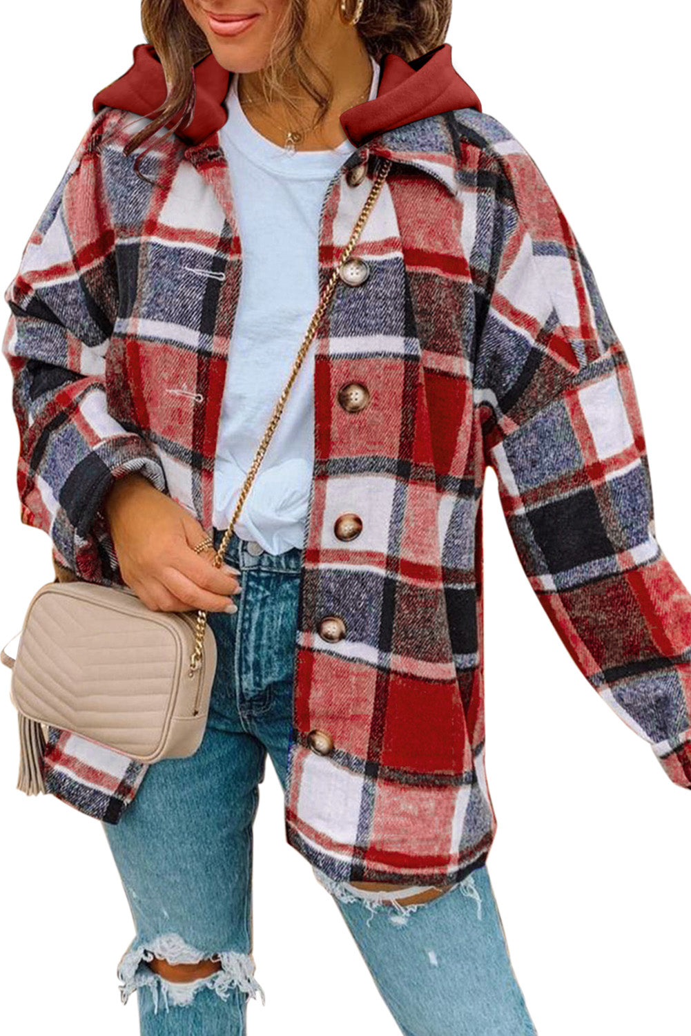 EB | Gitterhemdenjacke mit Kapuze Polyester Lässig und Trendy