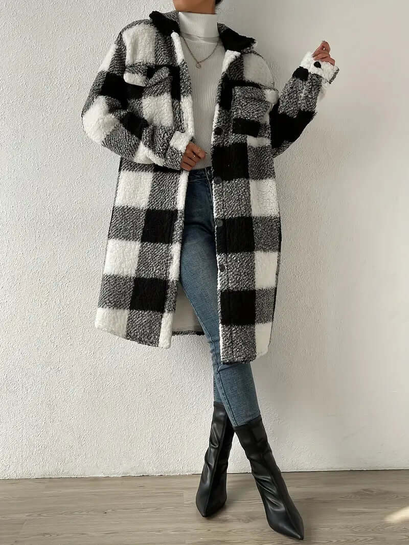 EB | Damen Karierter Langarmmantel
