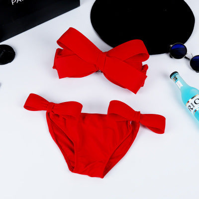 Damen Bandeau Bikini mit auffälligen Schleifen EB