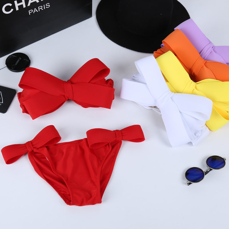 Damen Bandeau Bikini mit auffälligen Schleifen EB