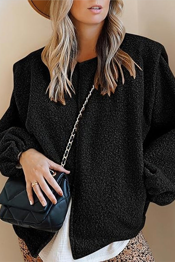 EB | Samt Ballonärmel lässige lockere Jacke