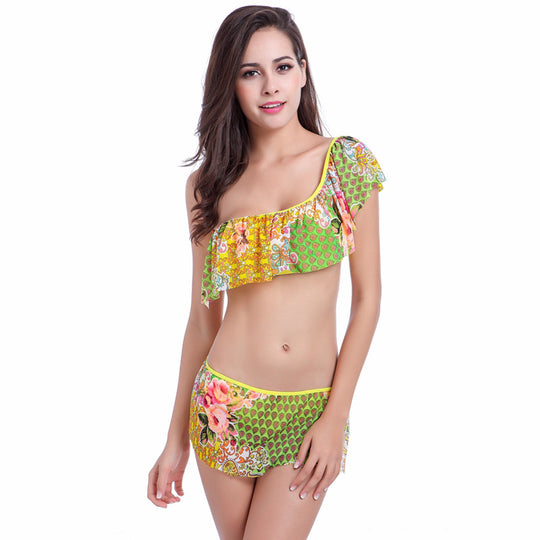 Damen Badeoberteil mit voluminösen Rüschendetails EB