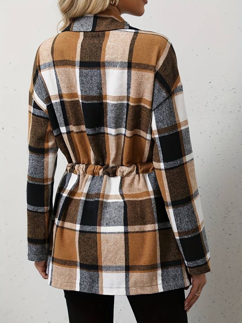 EB | Schicker Karierter Langarmmantel