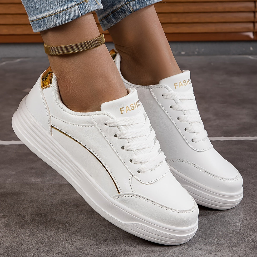 EB | Damen Sneaker In Einfarbiger Ausführung mit Schnürsenkeln und Weicher Sohle
